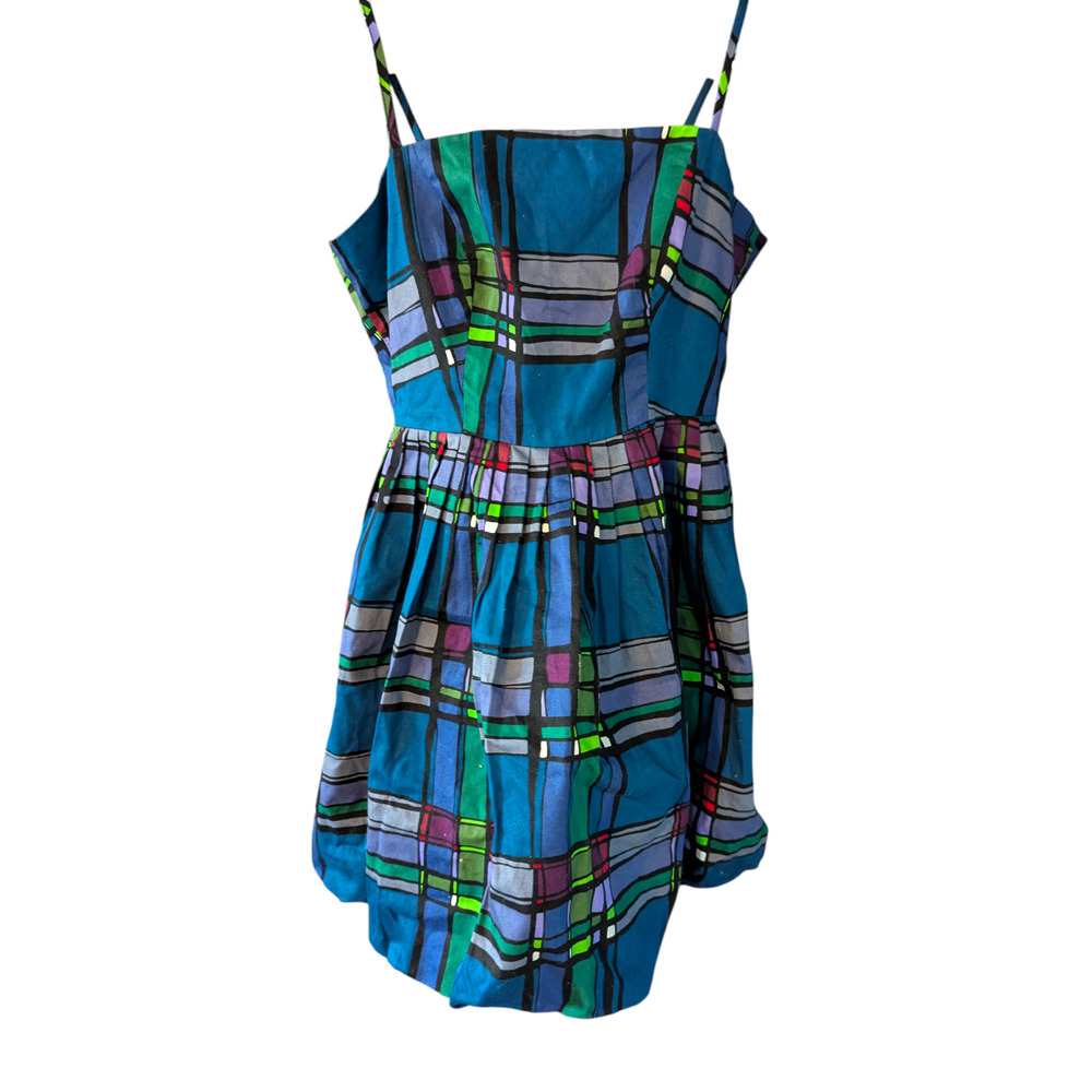 Charlotte Russe Green Blue Plaid Special Occasion Bubble Dress 90s Vibes